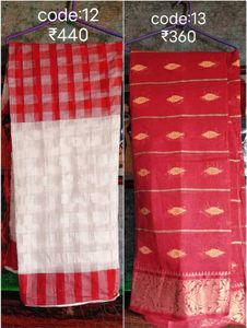 Red & White Handloom (Cotton) Saree❤️
