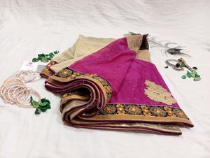 Purple Net Saree