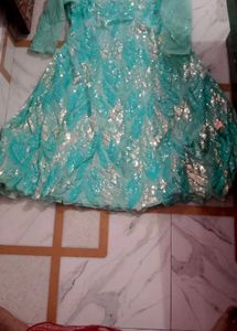 Beautiful A Line Frock With Sequins Work Dupatta