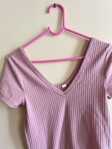 Cute Pink Ribbed Crop Top