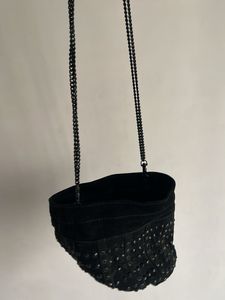 ZARA Chic Black sling Bag in bucket shape studded