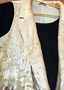 flared gown with sequin jacket