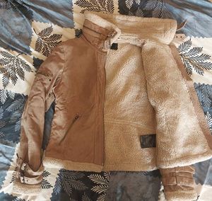 Tan Genuine Suede Leather Sherpa Jacket