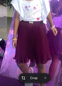 Pleated Skirt with Bow Accent For Kids