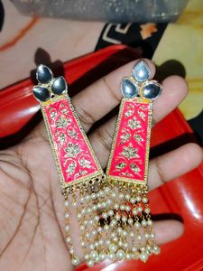 Beautiful Golden 💖 Pink Colour Earrings 😍