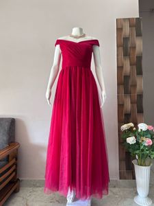 Aesthetic maroon A-line gown