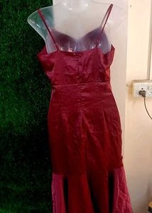Elegant Maroon Ruffled Dress