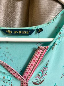 Blue Pink Boarder Kurta Top