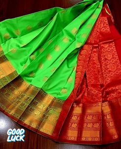 Green &amp; Gold Silk Saree