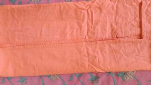 Peach Embroidered Cotton Kurta