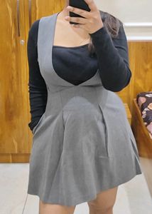 Grey fit & flared Korean Dress