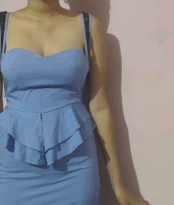 Blue Peplum Mini Dress