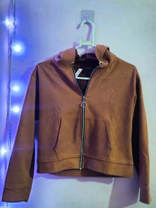 Brown Suede Hoodie Jacket
