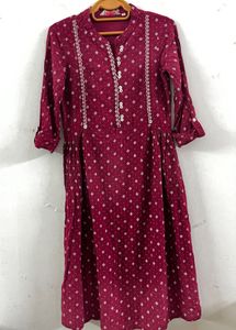Maroon A Line Dress