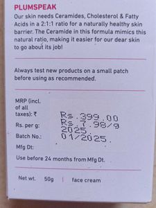 Plum Oat &amp; Ceramide Barrier Love Face Cream♥️😍