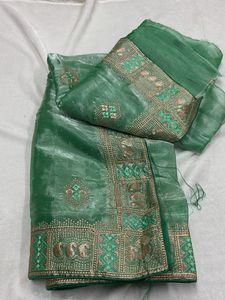 Green Embroidered Saree