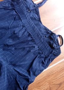 Blue Pinstripe Peplum Tank Top