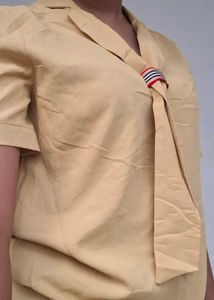 Cute Yellow Blouse with Tie Detail