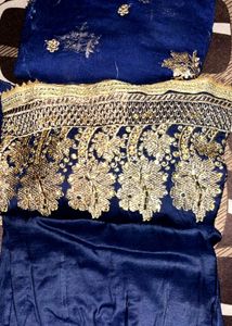 Narrow Pant, Cotton Kurti With Dupatta, Dark Blue