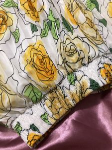 Pleated Floral Mid Length Skirt