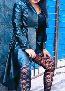 Black Leather Trench Coat For Women(Negotiable)