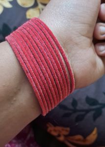 Pink Velvet Bangles Set Of 12