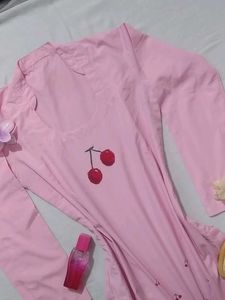 Cute Pink Cherry Print kurti handmade 🍒
