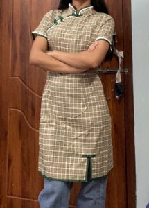 Vintage Inspired Plaid Cheongsam Dress