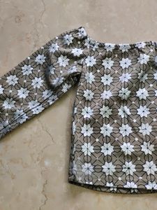 Bling Off Shoulder Crop Top
