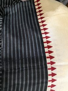 Cream and Black Saree ( Women's)