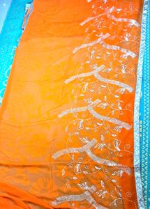 Orange  Saree  With Sitara  Work .