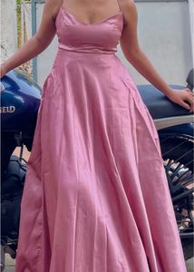 Pink Satin Maxi Dress