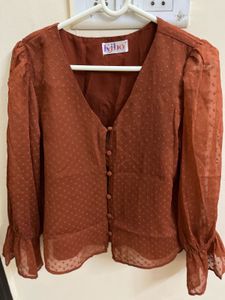 KIBO Brown Textured Top