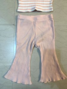 Ribbed Crop Top &amp; Bell Bottom Set