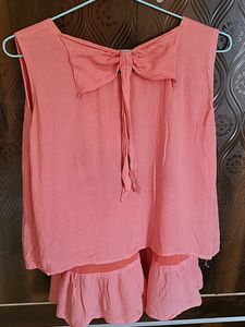 Peach Color Peplum Top For Girls