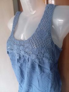 Blue Crochet Detail Top