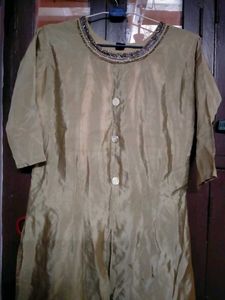 Elegant Beige Kurti with Slit