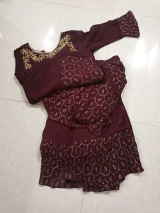 Indo western Dress Crop Top With  Straight Lehenga