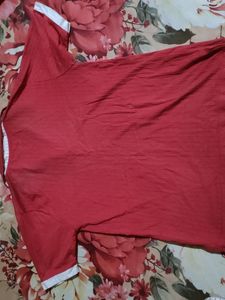 Never Look T Shirt Red And White Colored