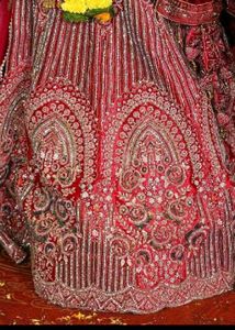 Full Beads &amp; Stone Work Designer Bridal Lahenga