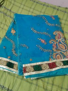 Beautiful Blue Embroidered Saree