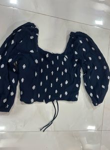 Floral Tie-Front Long Sleeve Top