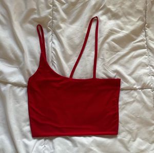 PLT red asymmetrical tank top