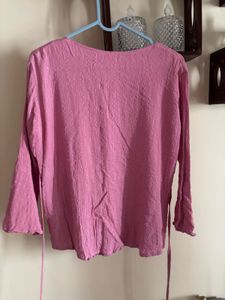 Pink Embellished Peasant Top