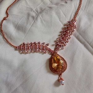 Rose Gold Teardrop Pearl Necklace
