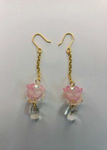 Elegant Handmade Pink Floral Drop Earrings