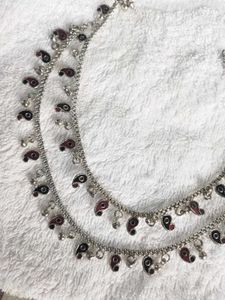 Silver Plated Anklets Real Pearl Earrings