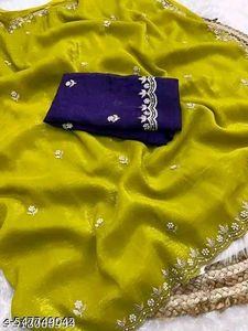 Elegant Yellow Embellished Saree
