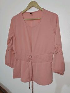 Peach Lace Sleeve Top