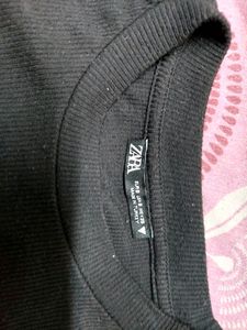 Zara Ribbed Crop Top Size 28 With Adjustable Cords